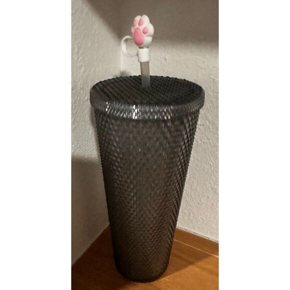 Starbucks Vietnamese Grey Glitter Studded Tumbler with Paw Silicone Topper 24 OZ - Picture 2 of 5